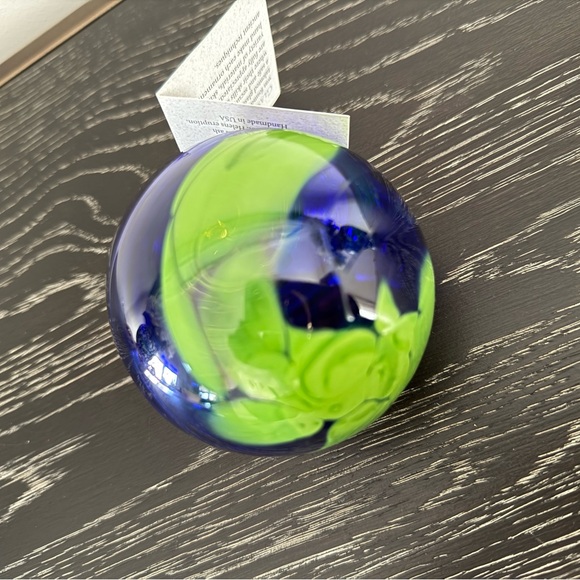 GLASS EYE Studio Ball Ornament Blue Green Earth - Picture 2 of 4